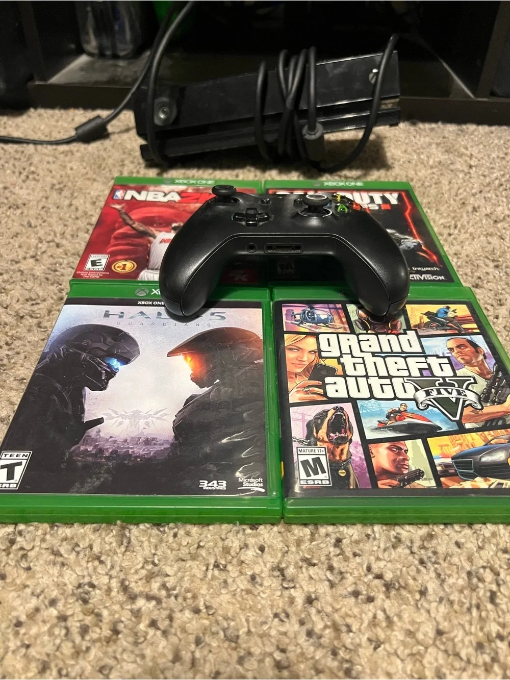 Original Xbox One Console Bundle with controller and games.